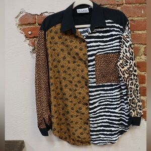 Le Caviar vintage 1990s y2kJUNGLE deep leopard Animal print button down